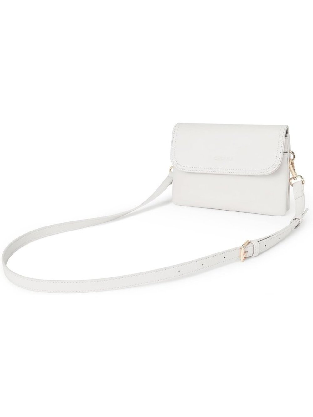 Women's White Leather Small Crossbody Bags Mini Purse with Adjustable Strap